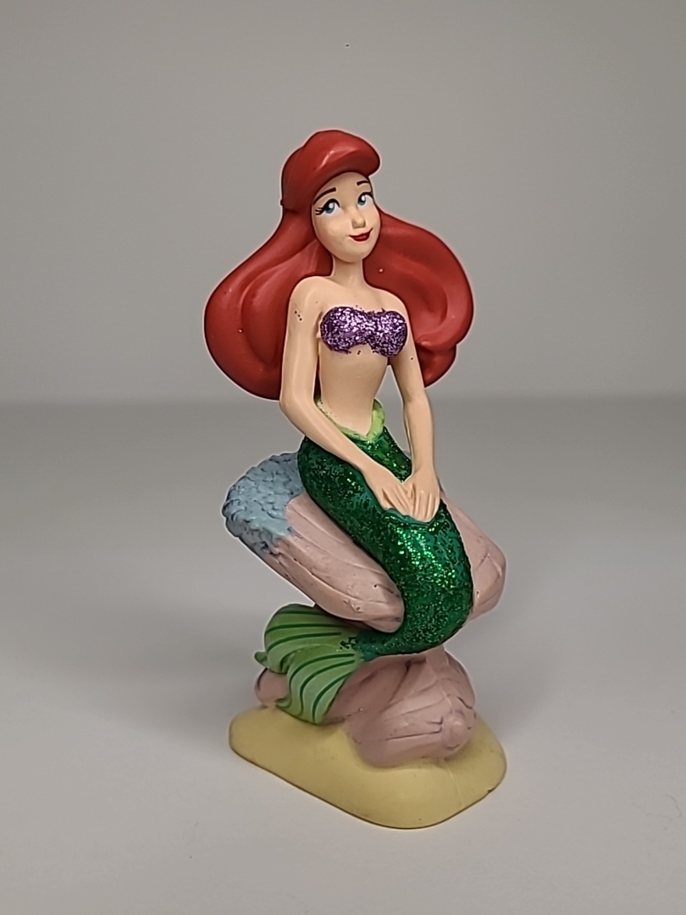 Disney Store Ariel Sitting On Rock Glitter The Little Mermaid 3.5” Figure PVC